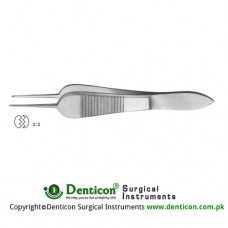 Manhattan Eye and Ear Fixation Forcep 1 x 2 Teeth with Tying Platform Stainless Steel, 9 cm - 3 1/2" Tip Size 0.3 mm